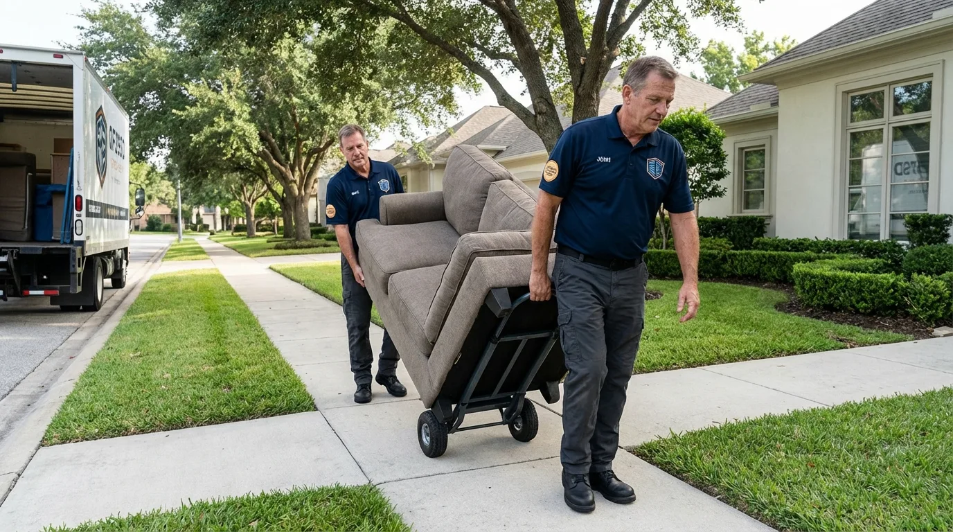 Local residential moving crew loading furniture in Oakland, ME